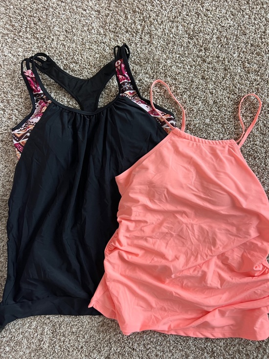 no brand Other - Women’s XL Swim Tops- Black with fun Aztec Bra & Coral Tankini Swim Top
